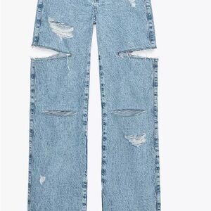 Zara Blue Flare Wide Leg Jeans